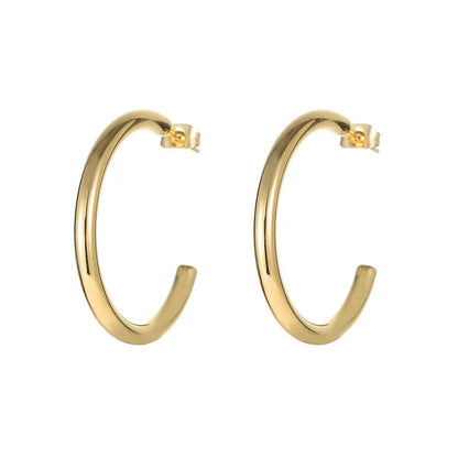 1 Pair Retro C Shape Solid Color Plating 304 Stainless Steel Earrings