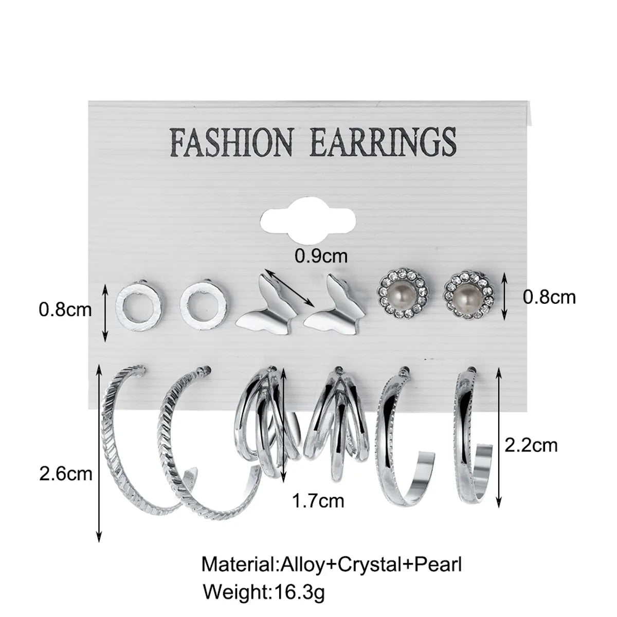 Retro C-shaped Earrings Set 6 Pairs Of Creative Personality Metal Earrings