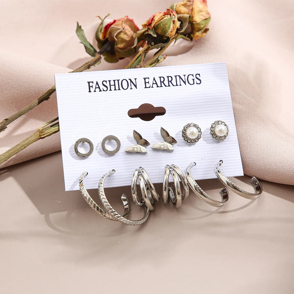 Retro C-shaped Earrings Set 6 Pairs Of Creative Personality Metal Earrings