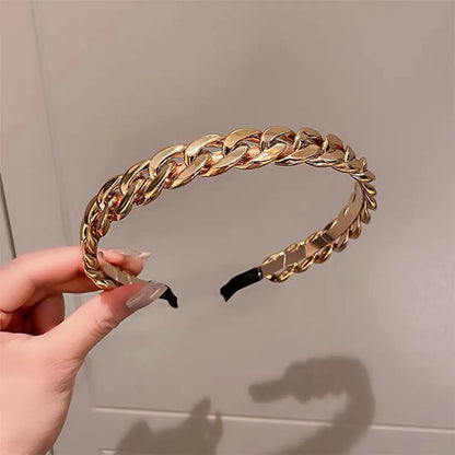 Cross-Border New Arrival Candy Color Chain Headband Female Partysu Temperamental Headband Out Hair Pressing Headwear Resin Hair Accessories