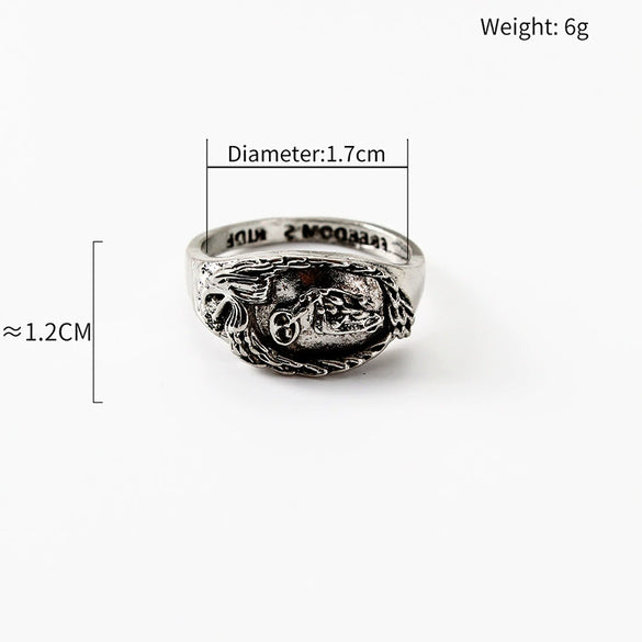 Retro Cartoon Animal Ring For Men And Unisex Wear Electroplated Alloy Character Jewelry Accessory