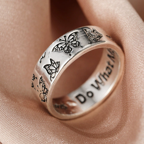 Retro Carved Butterfly Women's Ring Alloy Electroplating