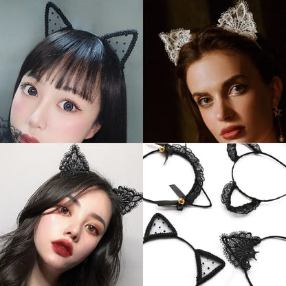 Retro Cat Ears Lace Handmade Hair Band 1 Piece