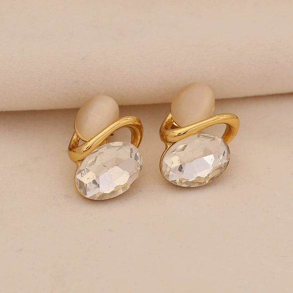 Retro Cat's Eye Geometric Stainless Steel Earrings With Electroplating