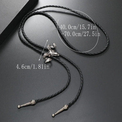 Retro Cattle Eagle Pu Leather Alloy Men'S Bolo Tie Necklaces