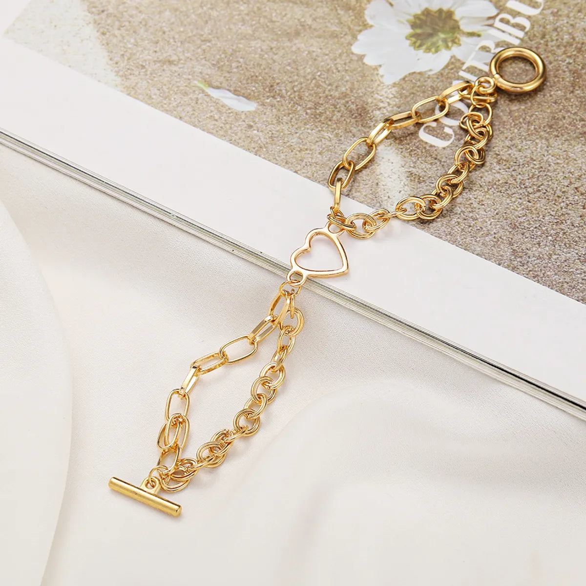 Retro Chain Peach Heart Creative Alloy Double Layer Anklet