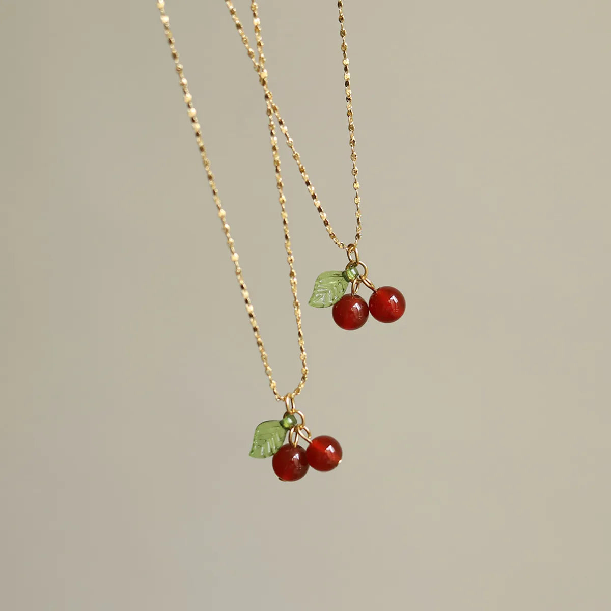 Retro Cherry Titanium Steel Plating Pendant Necklace