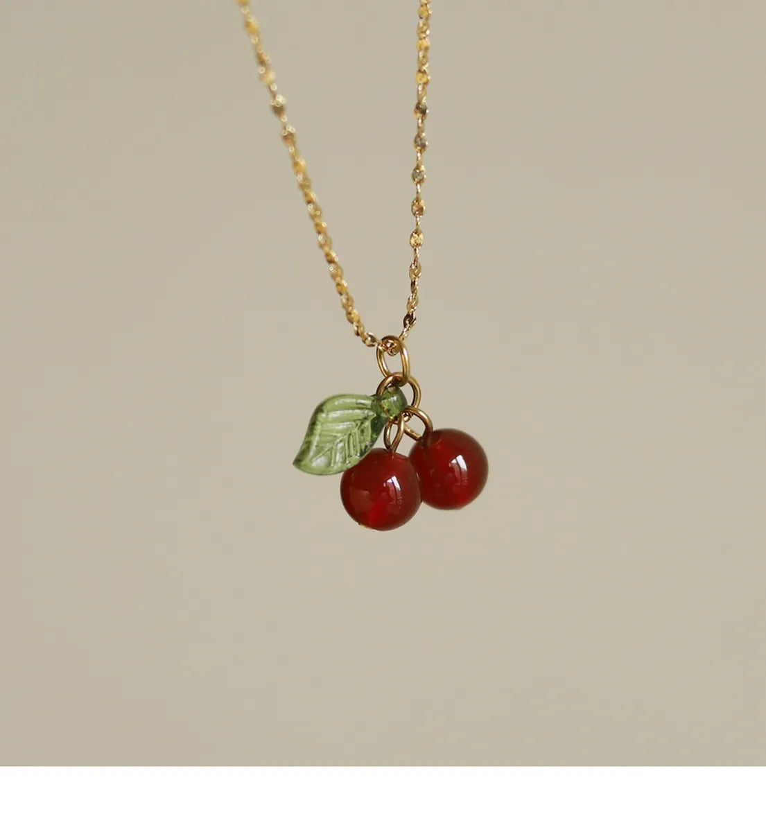 Retro Cherry Titanium Steel Plating Pendant Necklace