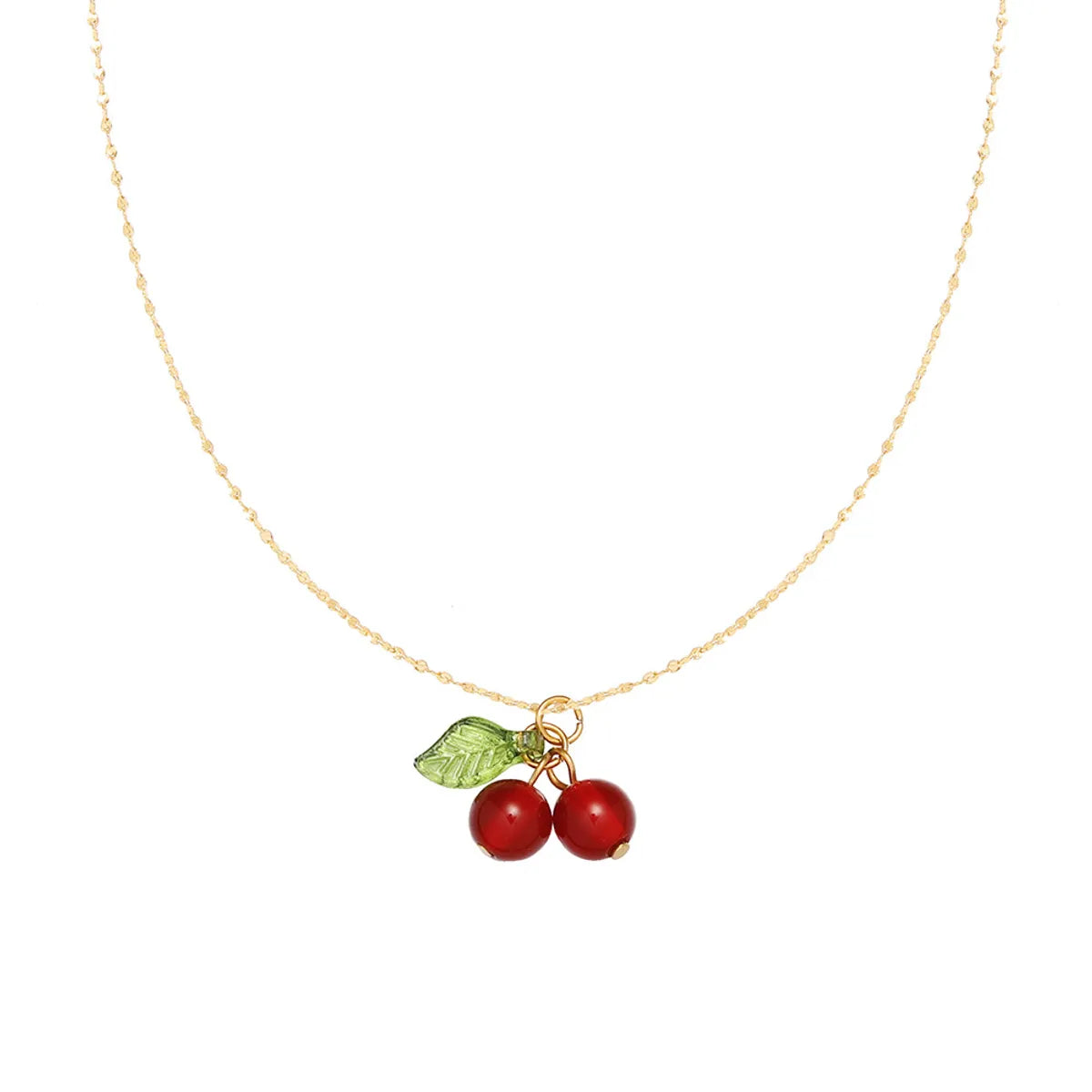 Retro Cherry Titanium Steel Plating Pendant Necklace