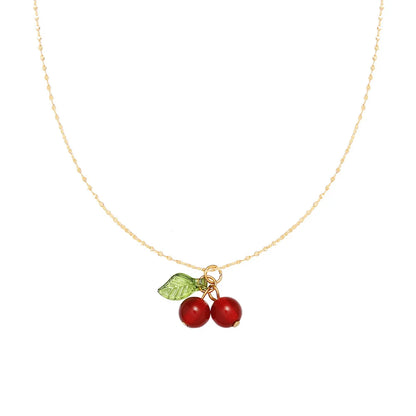 Retro Cherry Titanium Steel Plating Pendant Necklace