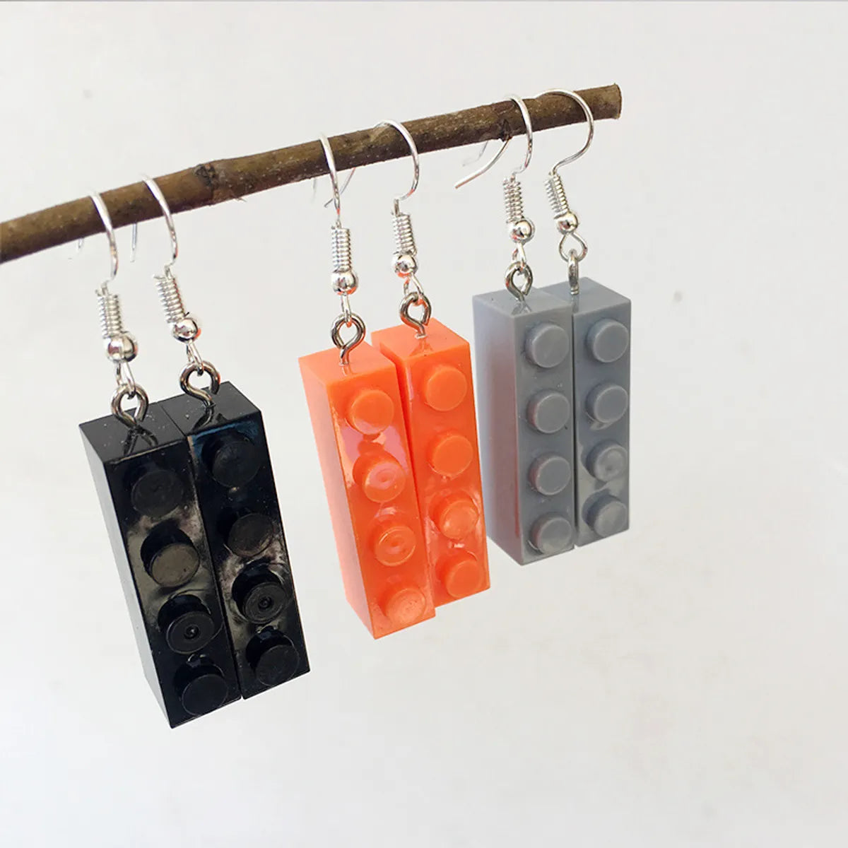 Retro Childlike Color Building Block Earrings