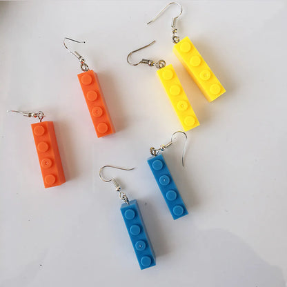 Retro Childlike Color Building Block Earrings