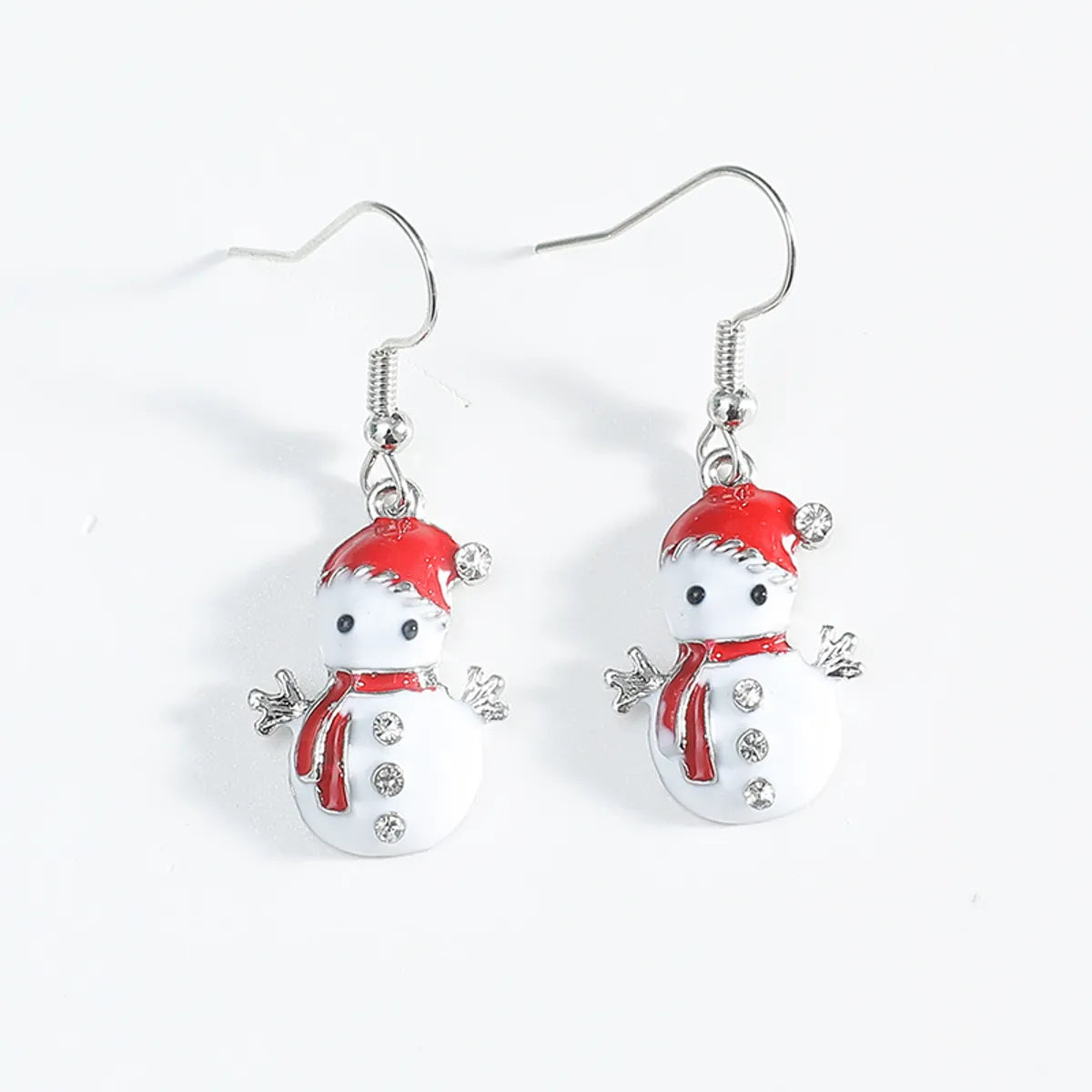 Retro Christmas Hat Snowman Alloy Enamel Inlay Rhinestones Christmas Women'S Earrings Necklace