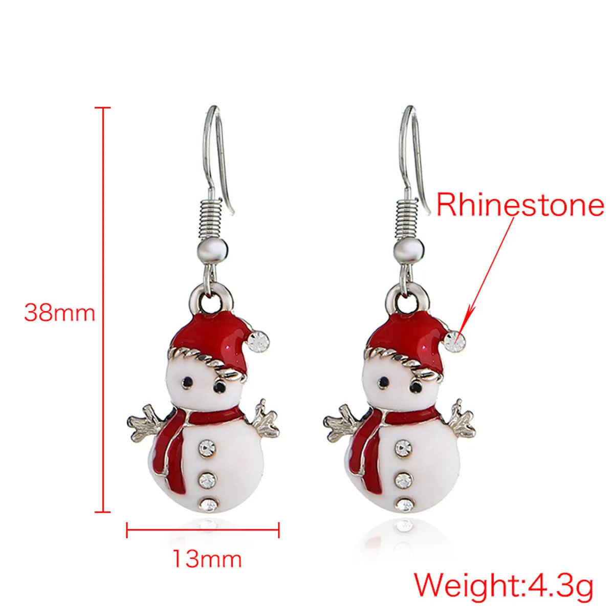 Retro Christmas Hat Snowman Alloy Enamel Inlay Rhinestones Christmas Women'S Earrings Necklace