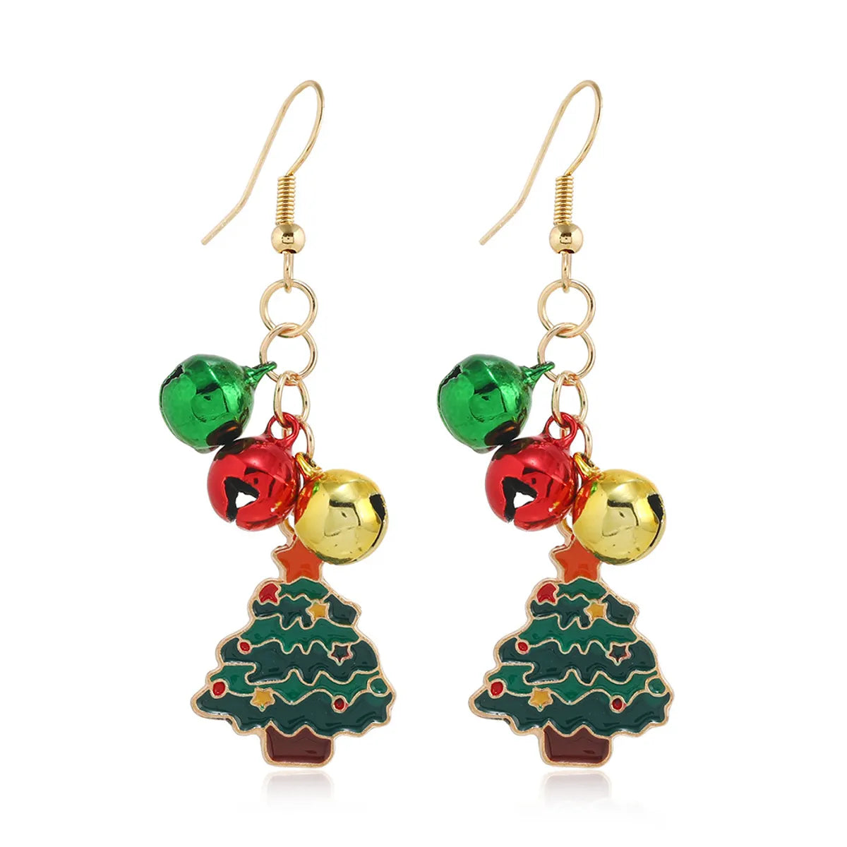 1 Pair Retro Christmas Tree Snowman Elk Epoxy Alloy Drop Earrings