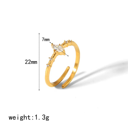 Retro Circle Stainless Steel Polishing Plating Inlay Zircon 18k Gold Plated Rings