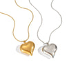 Retro Classic Heart Titanium Steel Necklace With Electroplating Pvd Vacuum Real Gold And Snake Bone Chain For Women