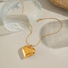 Retro Classic Heart Titanium Steel Necklace With Electroplating Pvd Vacuum Real Gold And Snake Bone Chain For Women