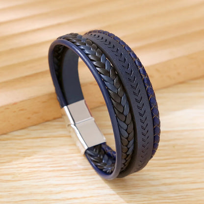 Retro Classic Style British Style Arrow Pu Leather Alloy Men'S Bracelets