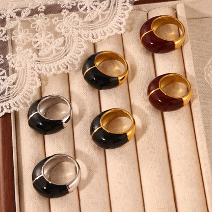 Retro Classic Style British Style Geometric 304 Stainless Steel Gold Plated Rings In Bulk