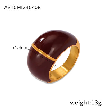 Retro Classic Style British Style Geometric 304 Stainless Steel Gold Plated Rings In Bulk