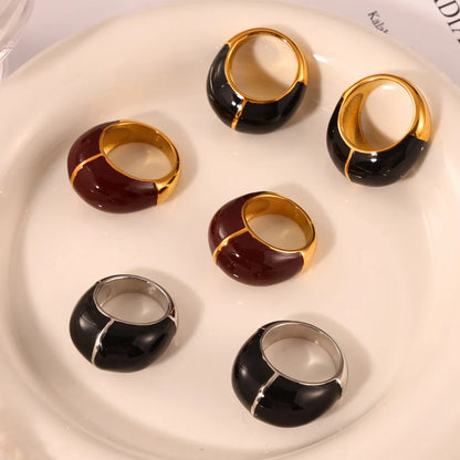 Retro Classic Style British Style Geometric 304 Stainless Steel Gold Plated Rings In Bulk