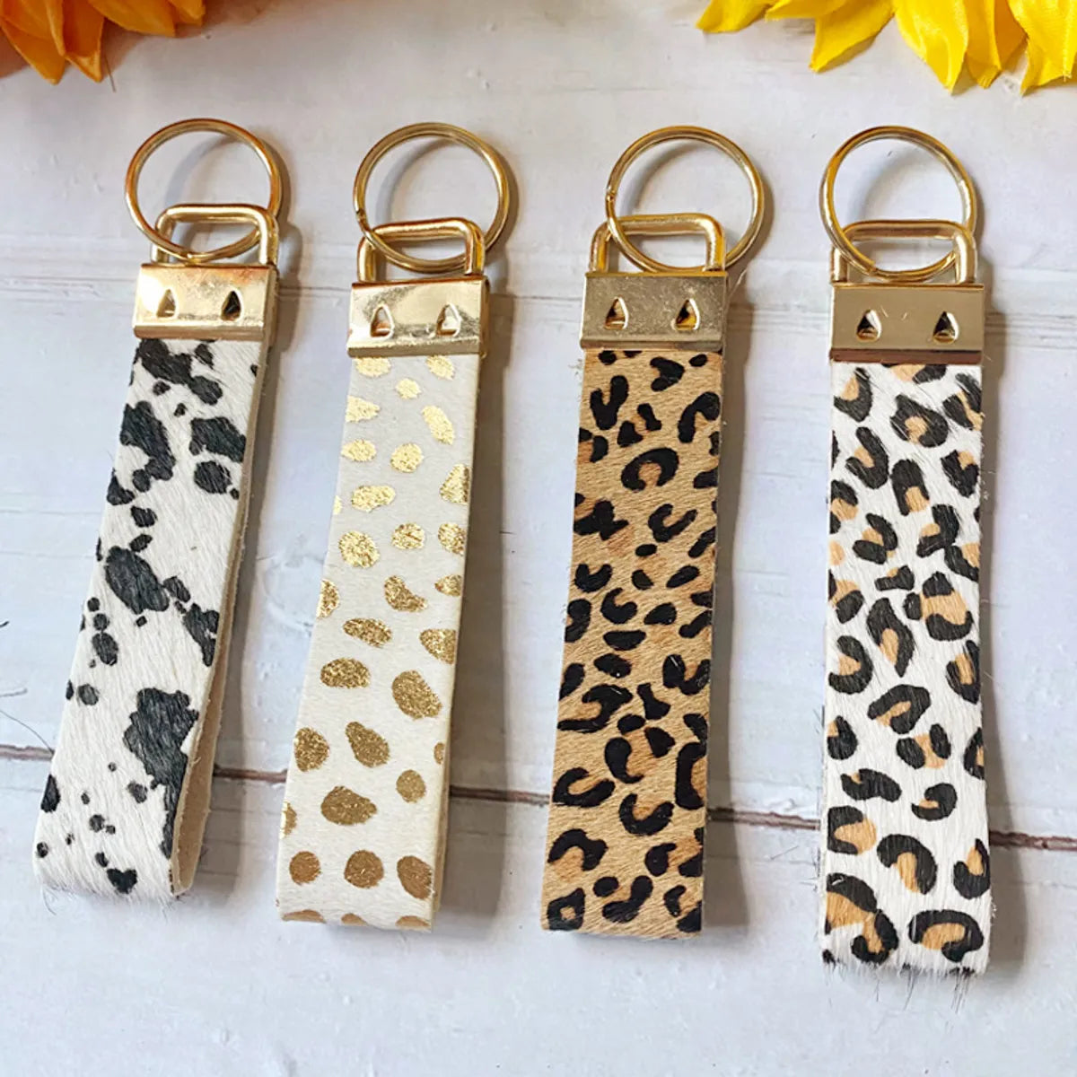 Retro Classic Style Cow Pattern Pu Leather Unisex Bag Pendant Keychain