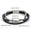 Retro Classic Style Customization Laser Engraving Pu Leather Titanium Steel Unisex Bracelets Men Cord & Leather Bracelets