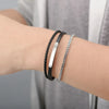 Retro Classic Style Customization Laser Engraving Pu Leather Titanium Steel Unisex Bracelets Men Cord & Leather Bracelets