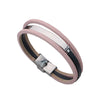 Retro Classic Style Customization Laser Engraving Pu Leather Titanium Steel Woven Chain Bangles Wholesale