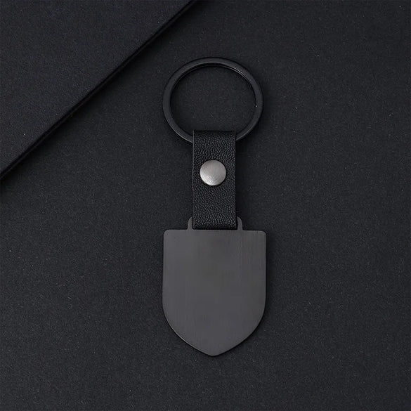 Retro Classic Style Customization Laser Engraving Shield 201 Stainless Steel Pu Leather Plating Unisex Bag Pendant Keychain