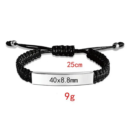 Retro Classic Style Geometric Customization Laser Engraving 201 Stainless Steel Rope Woven Chain String Bracelets Wholesale