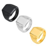 Retro Classic Style Geometric Customization Laser Engraving Titanium Steel Plating Men'S Rings Men Signet Rings