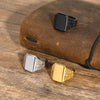 Retro Classic Style Geometric Customization Laser Engraving Titanium Steel Plating Men'S Rings Men Signet Rings