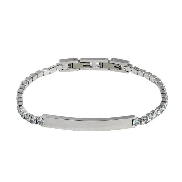 Retro Classic Style Geometric Customization Laser Engraving Titanium Steel Zircon Men'S Bracelets Men Chain Bracelets