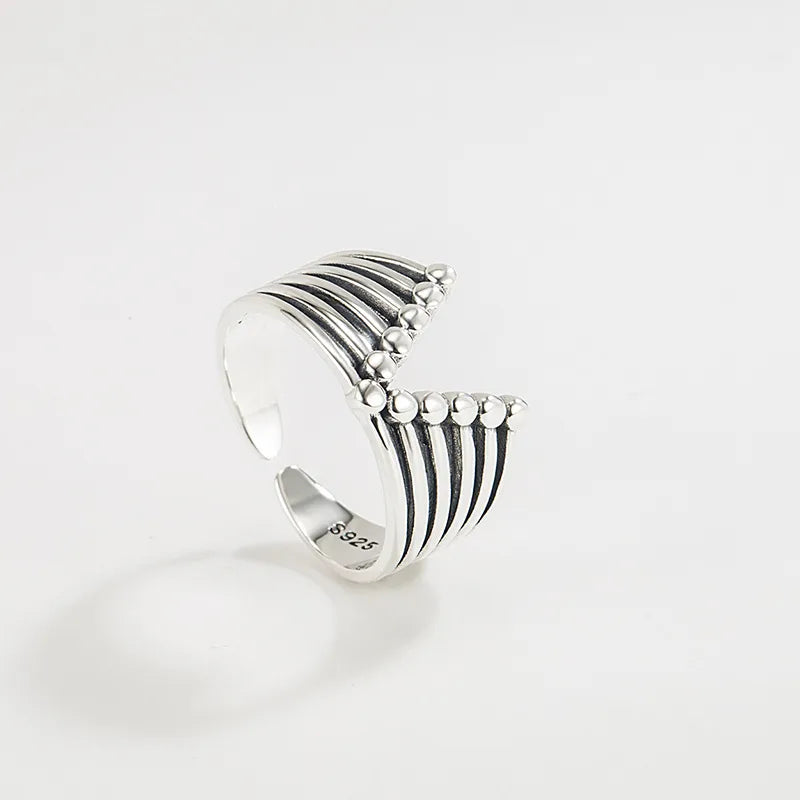 Retro Classic Style Geometric Sterling Silver Open Rings