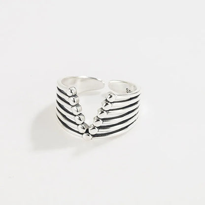 Retro Classic Style Geometric Sterling Silver Open Rings