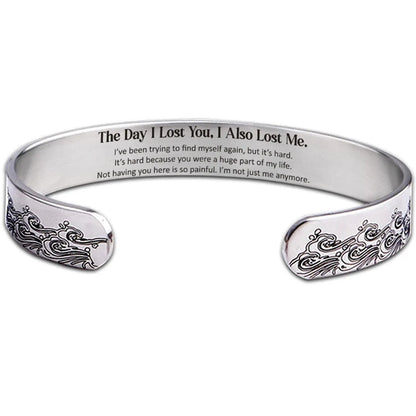 Retro Classic Style Letter Stainless Steel Carving Bangle