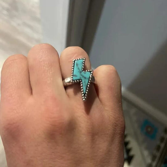 Retro Classic Style Lightning Alloy Plating Inlay Turquoise Unisex Rings