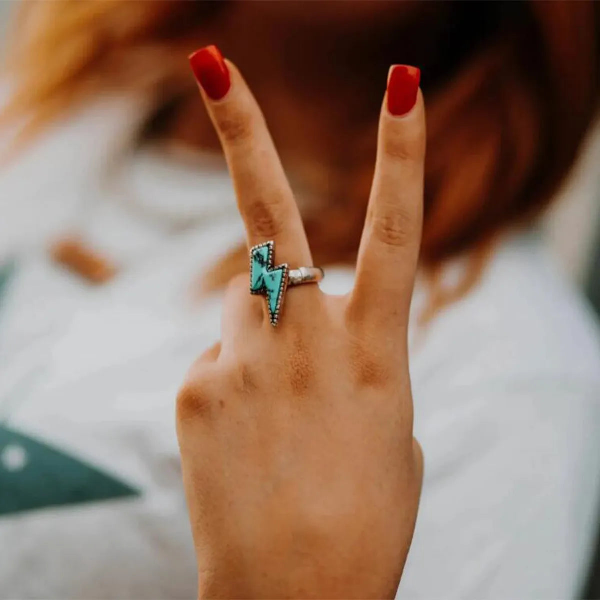 Retro Classic Style Lightning Alloy Plating Inlay Turquoise Unisex Rings