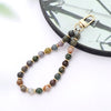 Retro Classic Style Round Alloy Natural Stone Polyester Beaded Bag Pendant Mobile Phone Chain Keychain