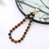 Retro Classic Style Round Alloy Natural Stone Polyester Beaded Bag Pendant Mobile Phone Chain Keychain