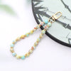 Retro Classic Style Round Alloy Natural Stone Polyester Beaded Bag Pendant Mobile Phone Chain Keychain