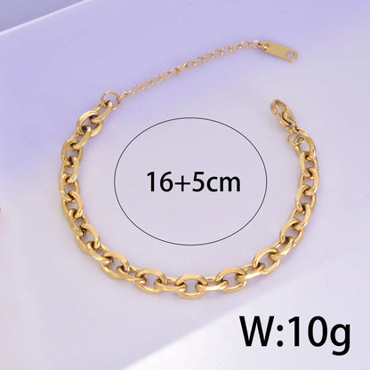 Retro Classic Style Solid Color Stainless Steel Titanium Steel Plating 18k Gold Plated Gold Plated Bracelets