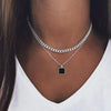 Retro Classic Style Square Alloy Resin Enamel Women'S Double Layer Necklaces
