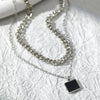 Retro Classic Style Square Alloy Resin Enamel Women'S Double Layer Necklaces