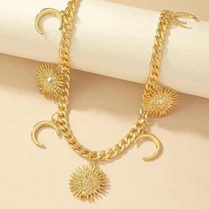 Retro Classic Style Sun Moon Alloy Zinc Alloy Wholesale Necklace