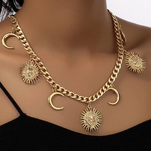 Retro Classic Style Sun Moon Alloy Zinc Alloy Wholesale Necklace