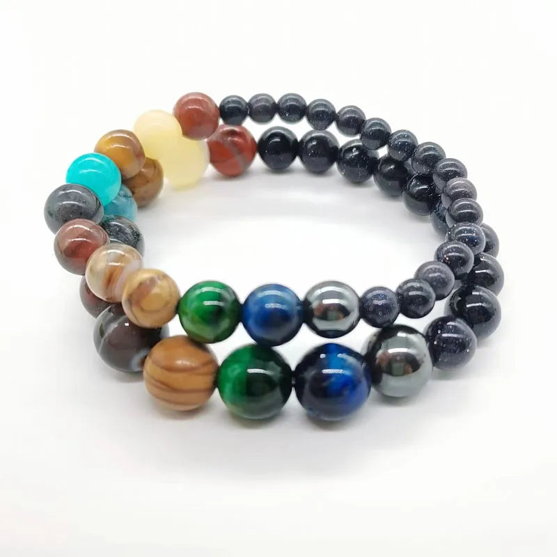 Retro Color Block Agate Beaded Unisex Bracelets