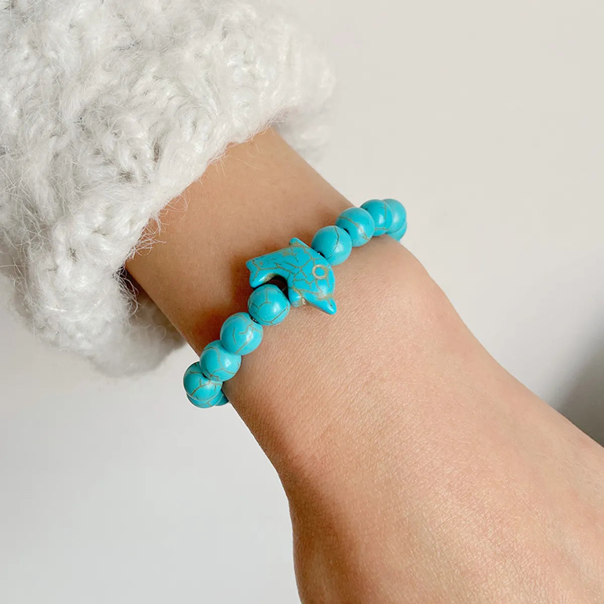 Retro Color Block Dolphin Natural Stone Turquoise Women'S Bracelets 1 Piece